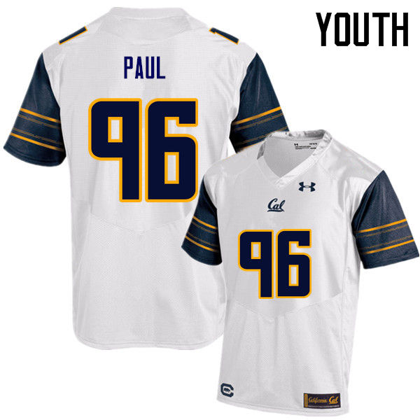 Youth #96 Tevin Paul Cal Bears (California Golden Bears College) Football Jerseys Sale-White - Click Image to Close